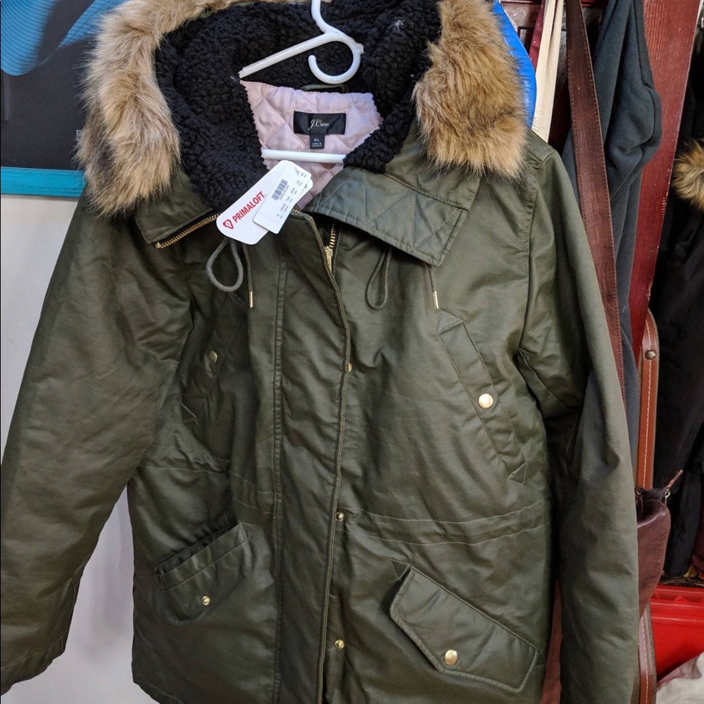 Army green Jcrew Parka